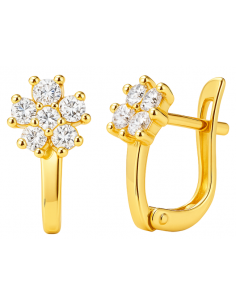 Pendientes para Niña de Oro con Forma de Flor con Circonitas - Oro Amarillo 18K