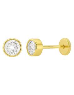 Pendientes para Niña en oro con Circonita - Oro Amarillo 18K
