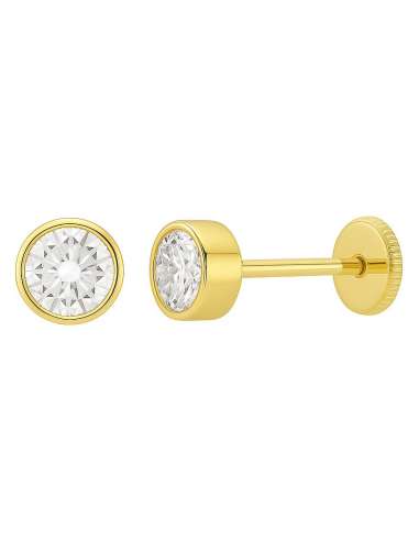 Pendientes para Niña en oro con Circonita - Oro Amarillo 18K