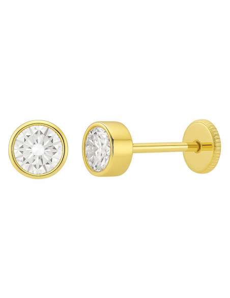 Pendientes para Niña en oro con Circonita - Oro Amarillo 18K