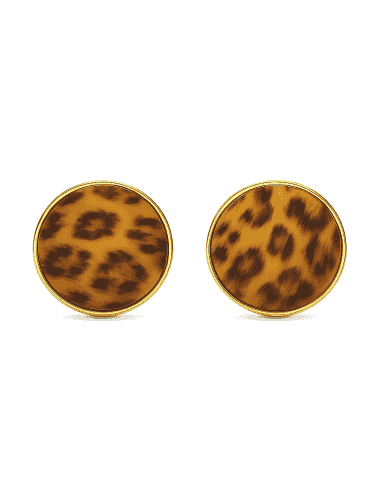 Pendientes para Mujer esmalte color Leopardo en Oro - Oro Amarillo 18K