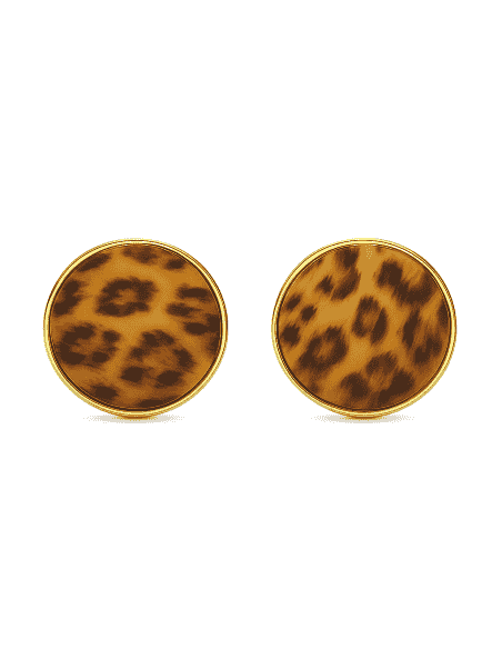 Pendientes para Mujer esmalte color Leopardo en Oro - Oro Amarillo 18K