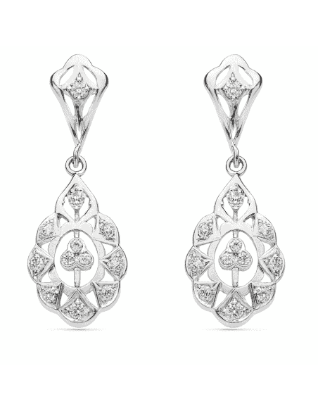 Pendientes para Mujer Cordobes con Circonitas en Oro Blanco - Oro Blanco 18K