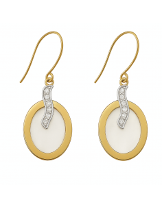 Pendientes para Mujer en oro Bicolor con Nácar y Circonitas - Oro Amarillo y Blanco  18K