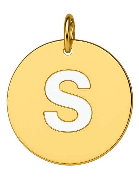 Colgante en oro Redondo con Letra "S" - Oro Amarillo 18K