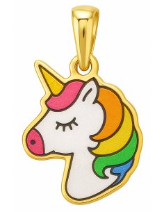 Colgante de Oro Unicornio Esmaltado - Oro amarillo 18K