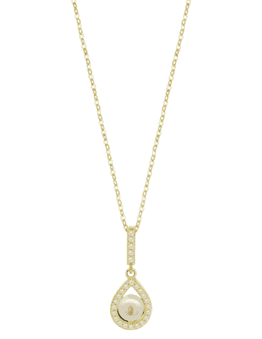 Collar para Mujer en forma de Gota con Perla Plata de Ley Dorada - Lotus LP3198-1/2