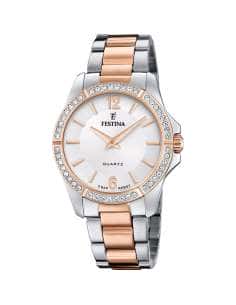 Reloj para Mujer Bicolor Esfera Plateada y Circonitas - Festina 20595/1