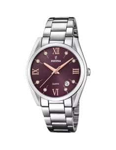 Reloj para Mujer de Acero con Esfera Burdeos y Circonitas - Festina F16790/E