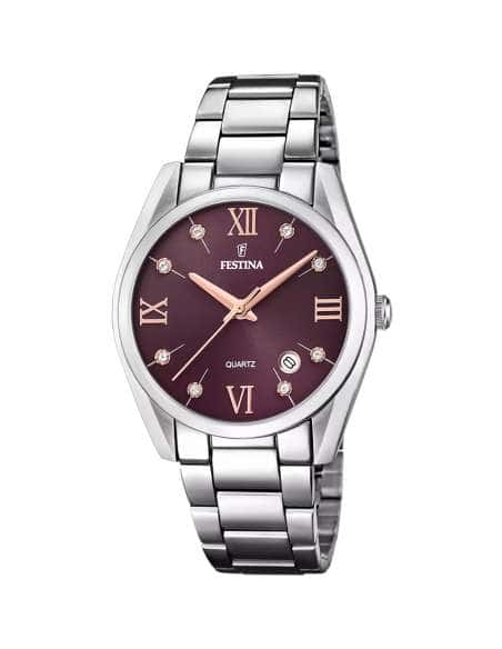 Reloj para Mujer de Acero con Esfera Burdeos y Circonitas - Festina F16790/E