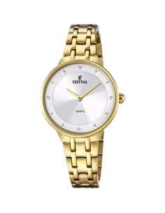 Reloj para Mujer Dorado con Esfera Plata y Circonitas - Festina F20601/H