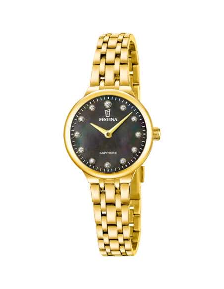 Reloj para Mujer Dorado con Esfera negra y Circonitas - Festina F20745/4