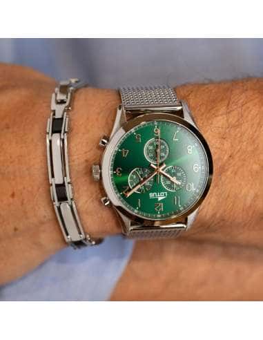 Reloj para Hombre Cronógrafo con Esfera Verde y Correa de Malla - Lotus 18637/2