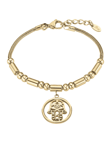 Pulsera para Mujer con mano de Fatima y Circonita Acero Dorado - Lotus LS2465/2/2
