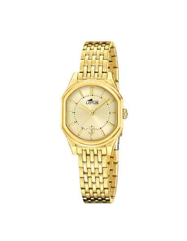 Reloj para Mujer Esfera Champagne y Correa Dorada de Acero - Lotus 19045/2