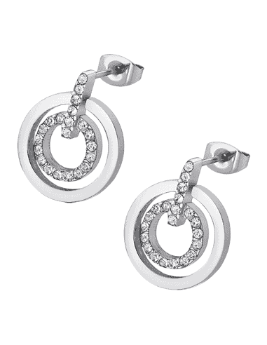 Pendientes para Mujer Doble Aro con Circonitas Acero - Lotus LS1868/4/1