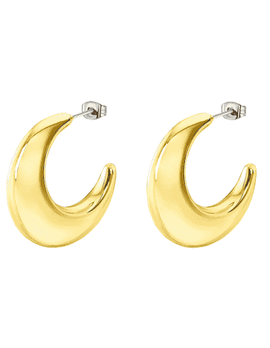 Pendientes para Mujer en forma de media Luna de Acero Dorado - Lotus LS2408/4/2
