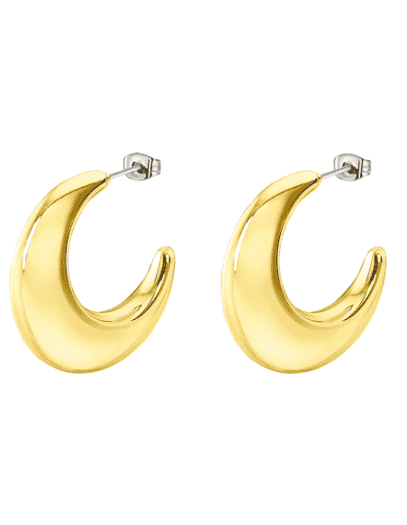 Pendientes para Mujer en forma de media Luna de Acero Dorado - Lotus LS2408/4/2