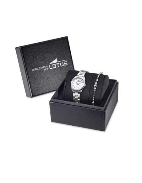 Pack Reloj y Complementos para Mujer 2Gether Esfera nacar con Pulsera de Regalo - Lotus 19006/1