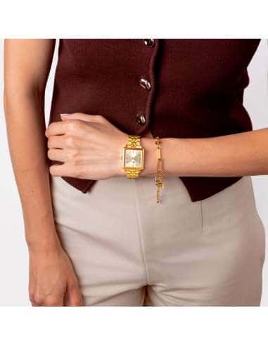 Pack Reloj y Complementos para Mujer 2Gether Esfera Champagne y Correa de Acero Dorado y Pulsera de Regalo - Lotus 19011/2