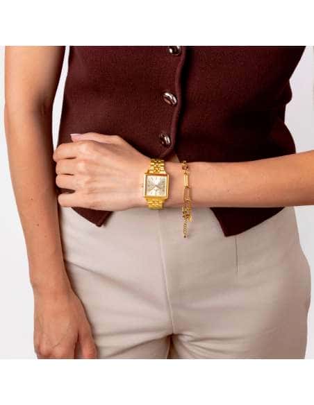 Pack Reloj y Complementos para Mujer 2Gether Esfera Champagne y Correa de Acero Dorado y Pulsera de Regalo - Lotus 19011/2