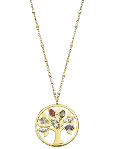 Collar para Mujer de Acero Dorado Árbol de la vida con Circonitas - Lotus LS2192-1/2