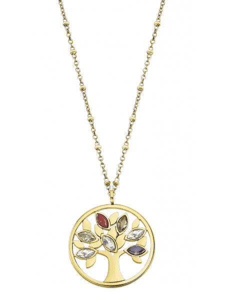 Collar para Mujer de Acero Dorado Árbol de la vida con Circonitas - Lotus LS2192-1/2