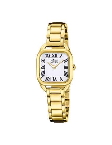 Pack Reloj y Complementos para Mujer 2Gether Esfera Blanca con Números Romanos y Correa de Acero Dorado - Lotus 19021/4