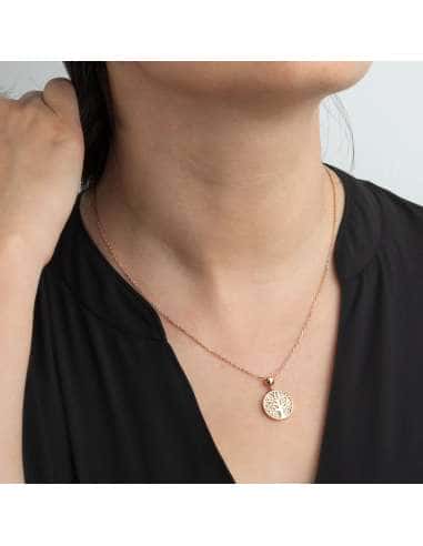 Collar para Mujer Arbol de la Vida con Circonitas Acero Rosa - Lotus LS2225/1/2