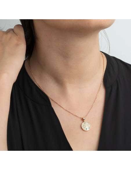 Collar para Mujer Arbol de la Vida con Circonitas Acero Rosa - Lotus LS2225/1/2