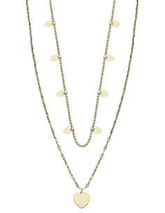Collar para Mujer con Corazones de Acero Dorado - Lotus LS2236/1/2