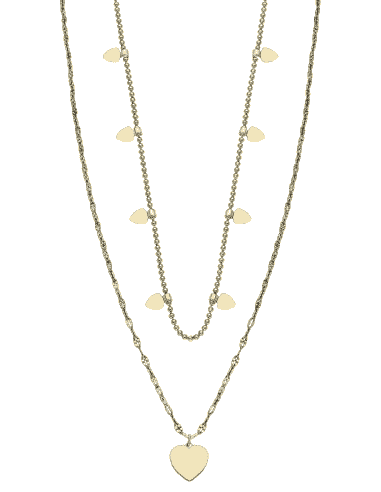 Collar para Mujer con Corazones de Acero Dorado - Lotus LS2236/1/2
