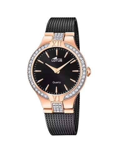 Reloj para Mujer de Acero Esfera Negra y Circonitas - Lotus 18897/2