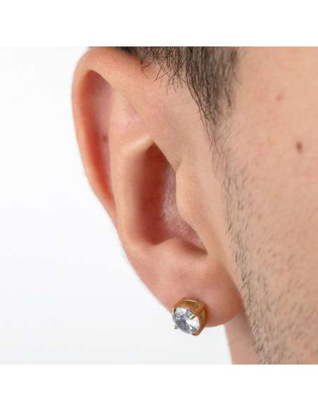 Pendientes para Hombre circonita redonda de Acero Bicolor - Lotus LS2167/4/3