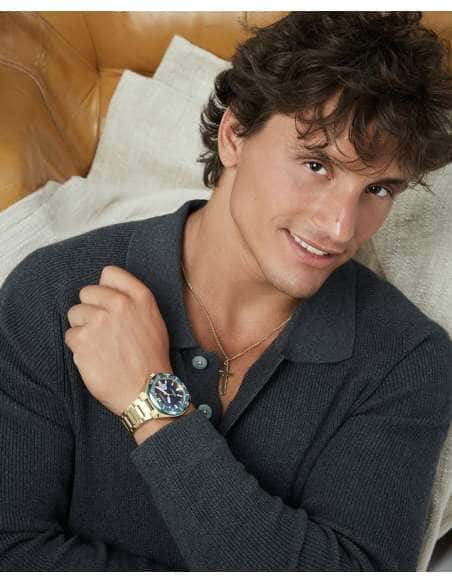 Reloj para Hombre Caja Bitono Dorado/Azul y Brazalete de Acero IP Dorado - Viceroy 46847-97