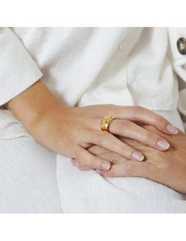 Anillo para Mujer Voluminoso de Acero Dorado - Lotus LS2440/3/212