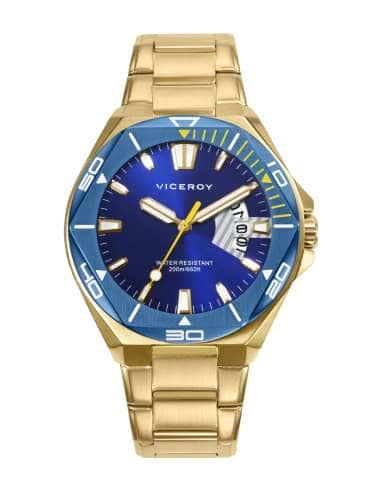 Reloj para Hombre Esfera Negra con Caja y Bisel IP Negro y Dorado y Brazalete de Acero IP Dorado - Viceroy 46851-57