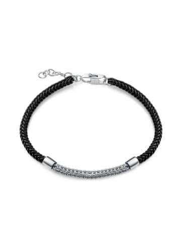 Pulsera para Hombre de Plata con Rodio y Piel Negra - Viceroy 13258P000-95