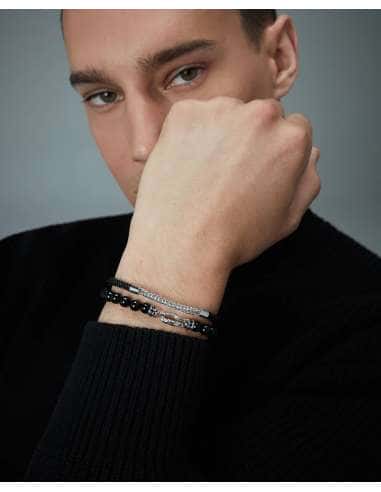 Pulsera para Hombre de Plata con Rodio y Piel Negra - Viceroy 13258P000-95