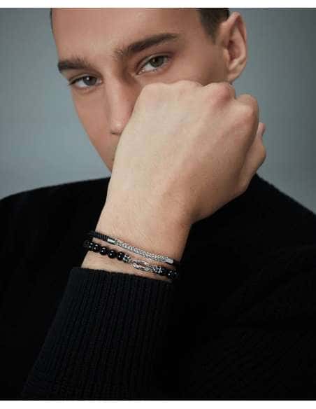 Pulsera para Hombre de Plata con Rodio y Piel Negra - Viceroy 13258P000-95