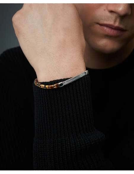 Pulsera para Hombre de Plata con Rodio y Piedras Naturales - Viceroy 13257P1000-44