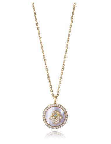 Collar para Mujer de Plata con Baño de Oro Colgante Mano de Fátima con Madreperla y Circonitas - Viceroy 2363C100-90
