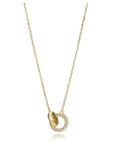Collar para Mujer de Plata con Baño de Oro Aros Enlazados con Circonitas