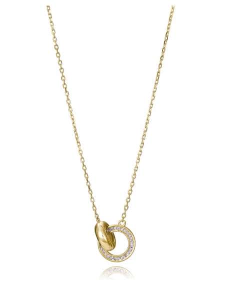 Collar para Mujer de Plata con Baño de Oro Aros Enlazados con Circonitas