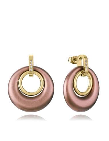 Pendientes Aro para Mujer de Acero Marrón y Dorado con Circonitas - Viceroy 15198E01012