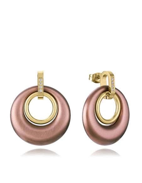 Pendientes Aro para Mujer de Acero Marrón y Dorado con Circonitas - Viceroy 15198E01012