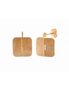 Pendientes para Mujer Aro de Plata Chapada en Dorado Cuadrado Diamantado - Salvatore 151A0094