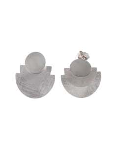 Pendientes para Mujer de Plata Circulo liso con dos Medios Circulos - Salvatore 203A0340
