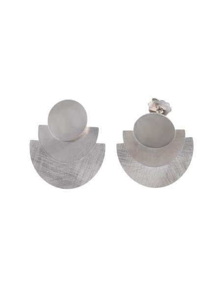 Pendientes para Mujer de Plata Circulo liso con dos Medios Circulos - Salvatore 203A0340