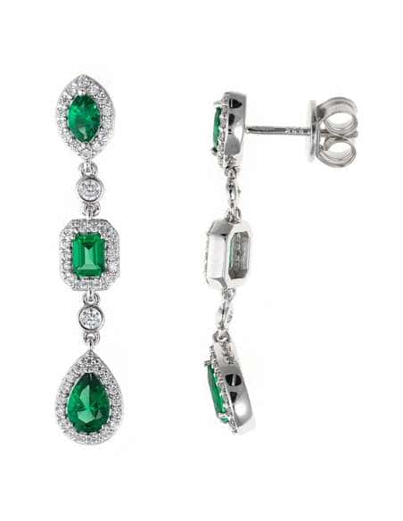 Pendientes para Mujer de Plata Rodiada con Circonitas Verdes y Blancas - Salvatore 136A0664